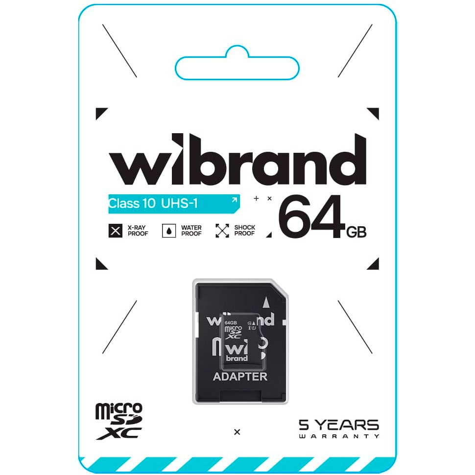 Карта пам'яті WIBRAND microSDXC 64GB UHS-I U3 Class 10 + SD-adapter (WICDXU3/64GB-A)