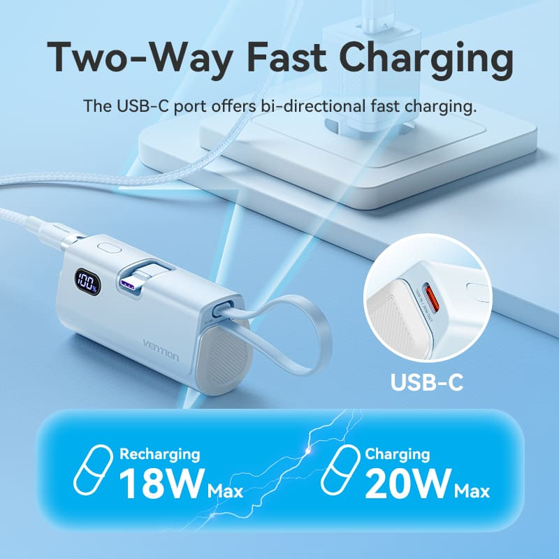 Повербанк VENTION FHQ 22.5W 4800mAh Blue (FHQL0)