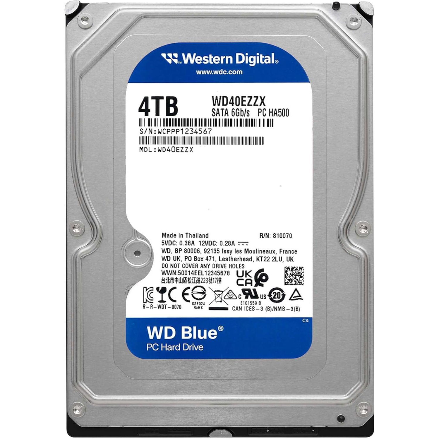 Жорсткий диск 3.5" WD Blue 4TB SATA/128MB (WD40EZZX)
