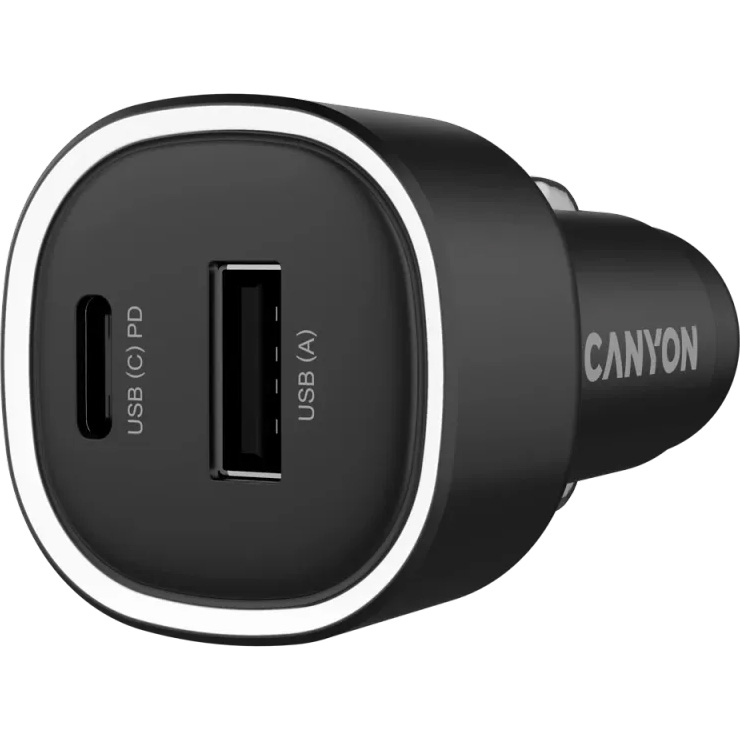 Автомобільний зарядний пристрій CANYON OnDrive 48 Black (CNE-CCABR3AC)