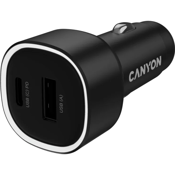 Автомобільний зарядний пристрій CANYON OnDrive 48 Black (CNE-CCABR3AC)