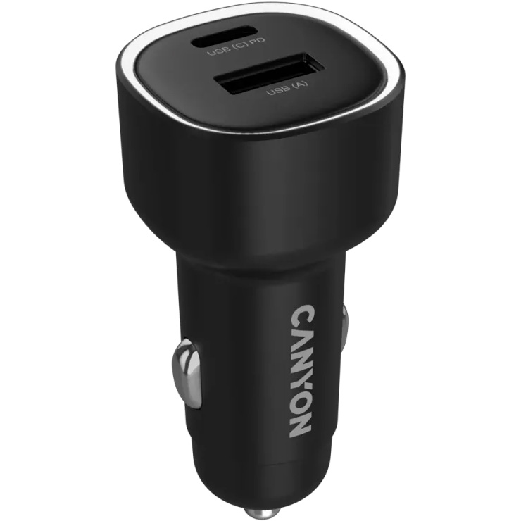 Автомобільний зарядний пристрій CANYON OnDrive 48 Black (CNE-CCABR3AC)