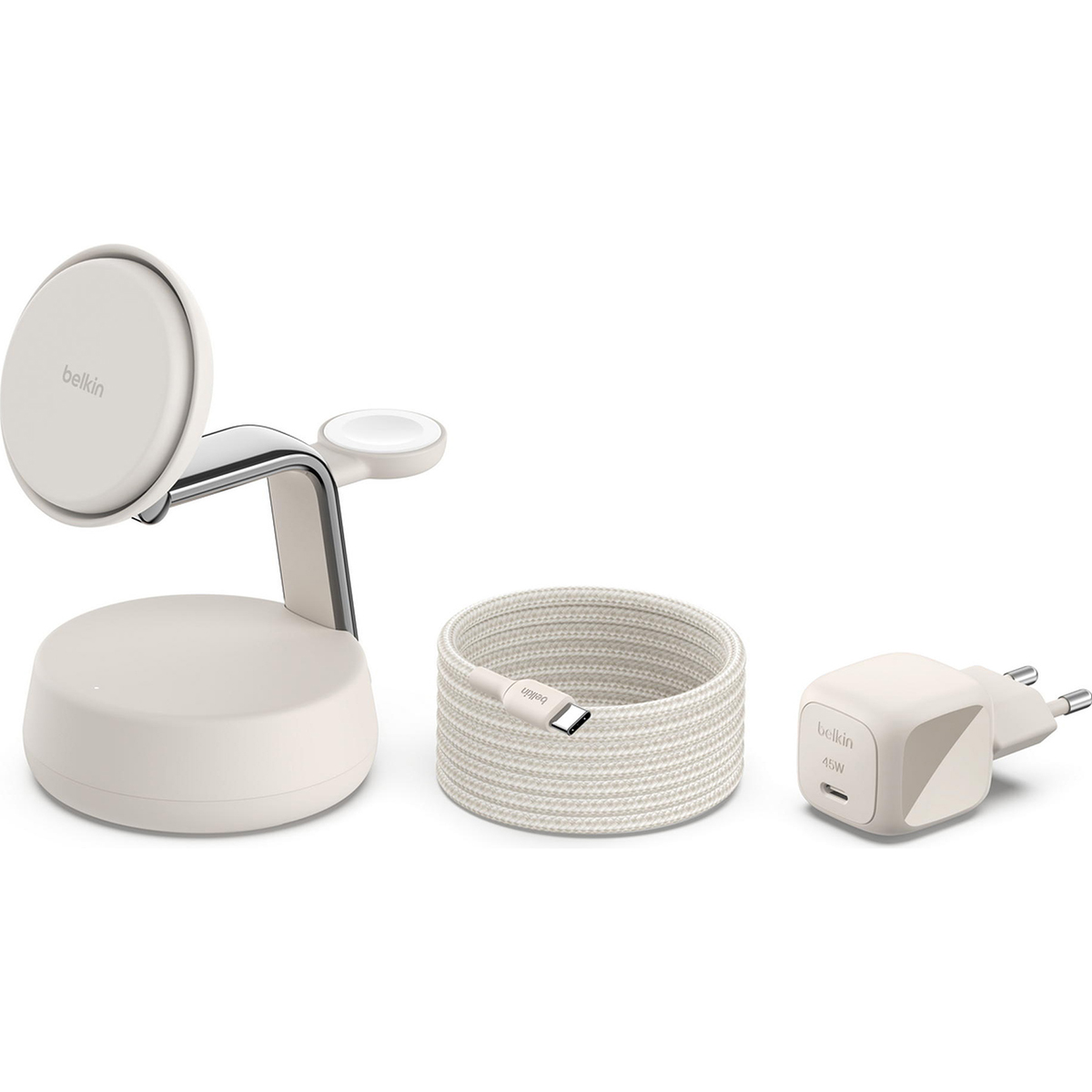Бездротовий зарядний пристрій BELKIN UltraCharge Pro 3-in-1 Magnetic Charging Dock 25W Sand (WIZ040KQSD)