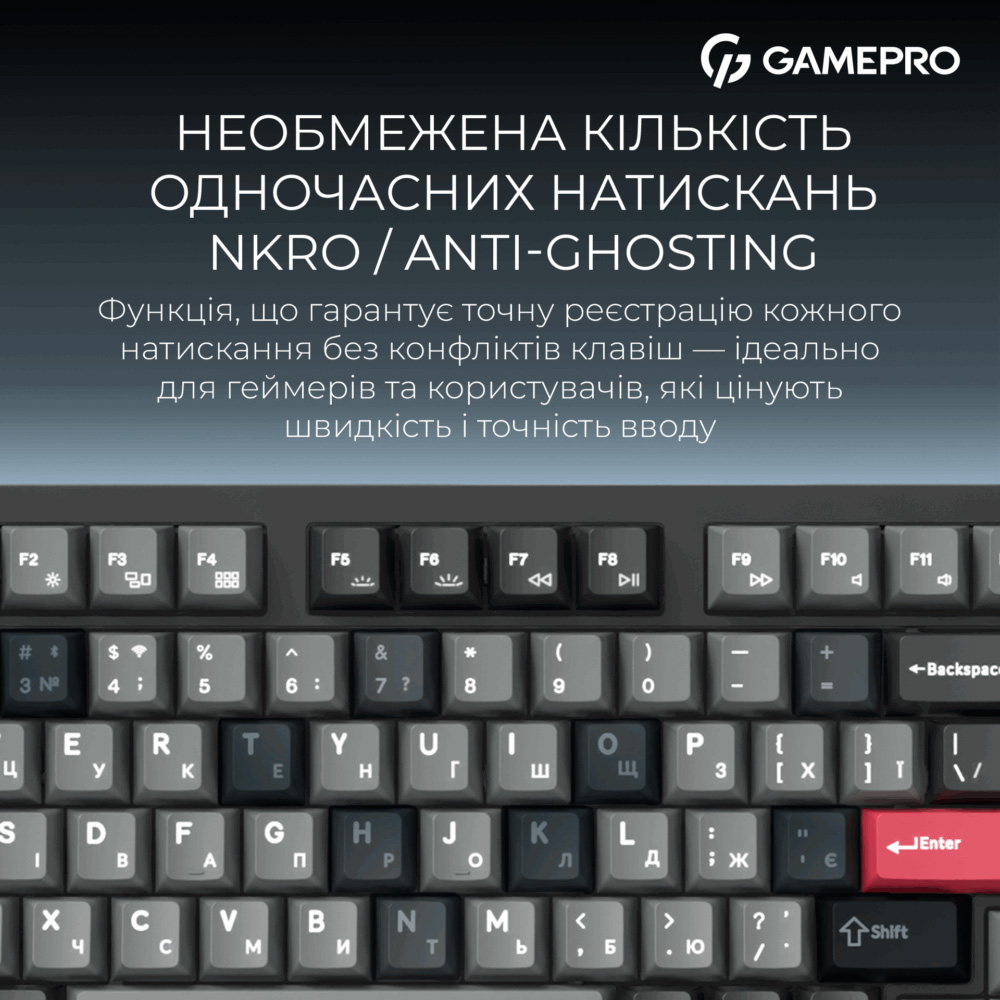 Клавіатура бездротова GAMEPRO Asgard Drakkar MK305BK Keychron Super Red Switch Black