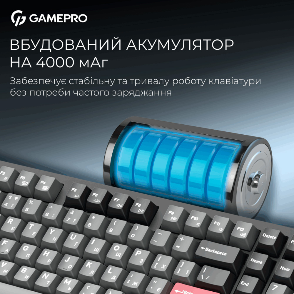 Клавіатура бездротова GAMEPRO Asgard Drakkar MK305BK Keychron Super Red Switch Black