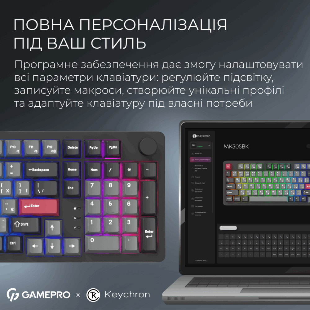 Клавіатура бездротова GAMEPRO Asgard Drakkar MK305BK Keychron Super Red Switch Black