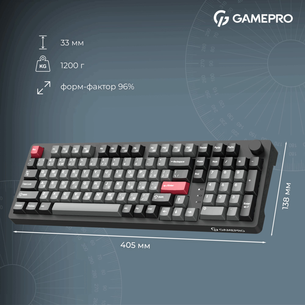 Клавіатура бездротова GAMEPRO Asgard Drakkar MK305BK Keychron Super Red Switch Black