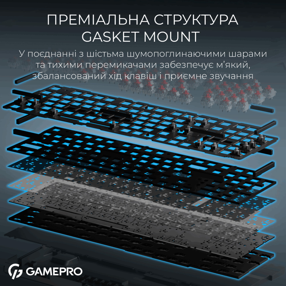 Клавіатура бездротова GAMEPRO Asgard Drakkar MK305BK Keychron Super Red Switch Black