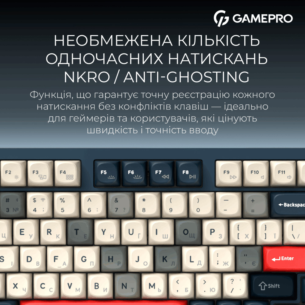Клавіатура бездротова GAMEPRO Asgard Drakkar MK305BL Keychron Super Red Switch Blue