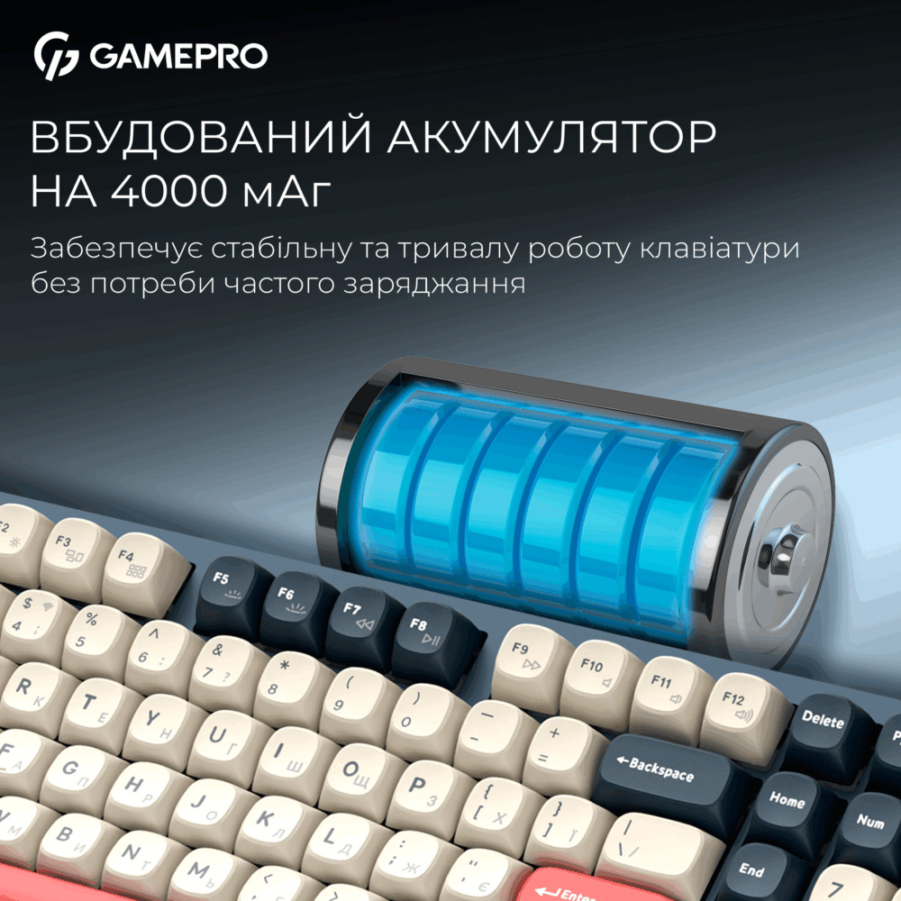 Клавіатура бездротова GAMEPRO Asgard Drakkar MK305BL Keychron Super Red Switch Blue