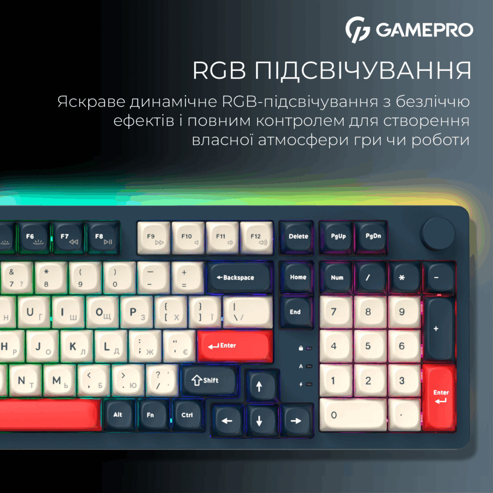 Клавіатура бездротова GAMEPRO Asgard Drakkar MK305BL Keychron Super Red Switch Blue