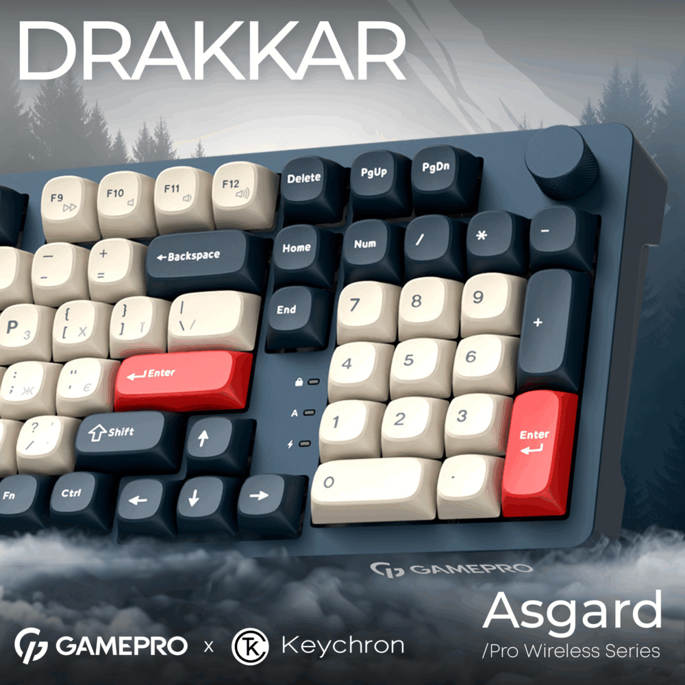 Клавіатура бездротова GAMEPRO Asgard Drakkar MK305BL Keychron Super Red Switch Blue