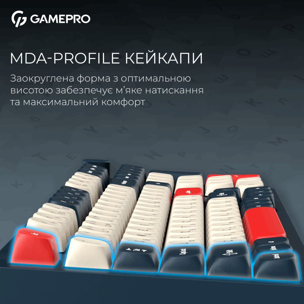 Клавіатура бездротова GAMEPRO Asgard Drakkar MK305BL Keychron Super Red Switch Blue