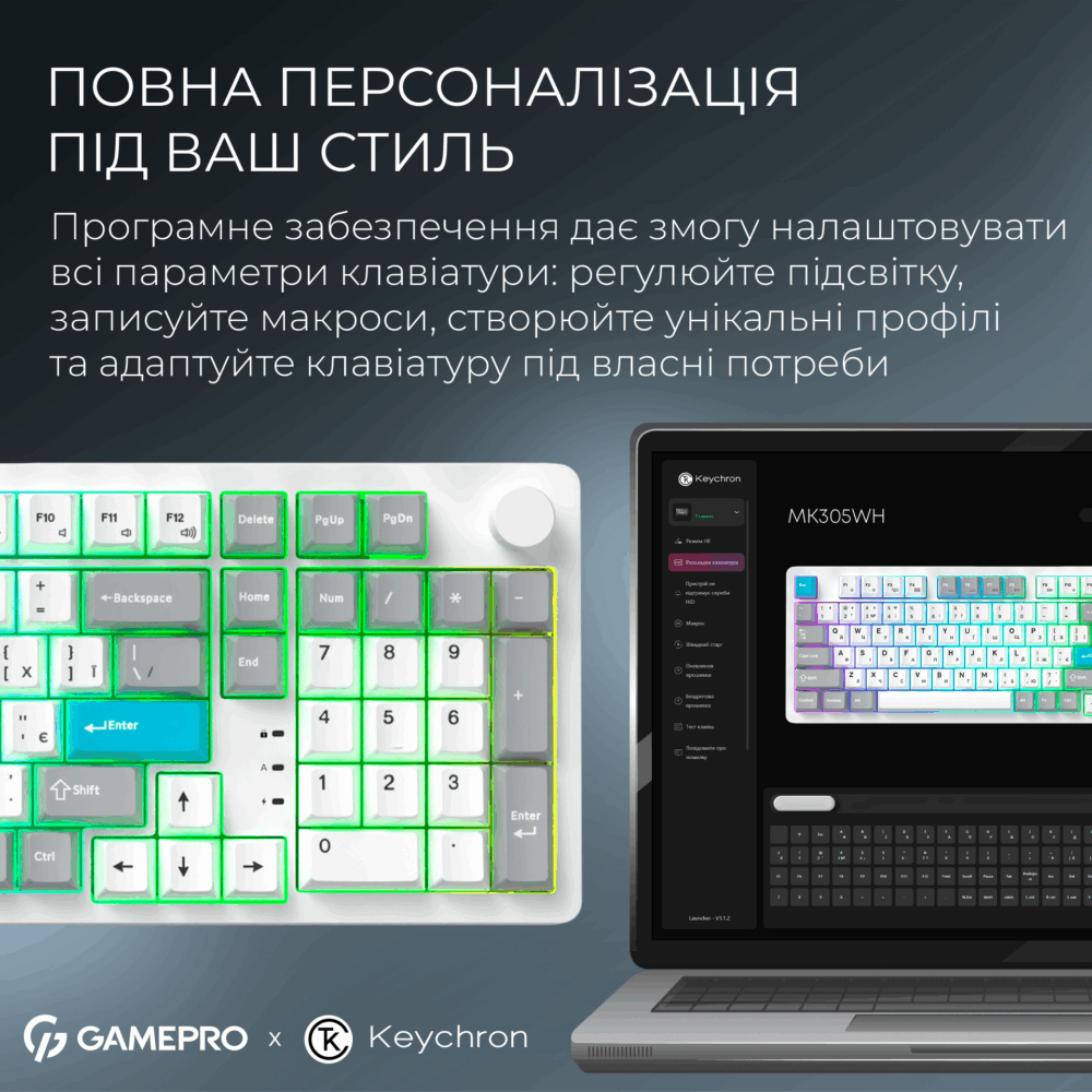 Клавіатура бездротова GAMEPRO Asgard Drakkar MK305WH Keychron Super Red Switch White