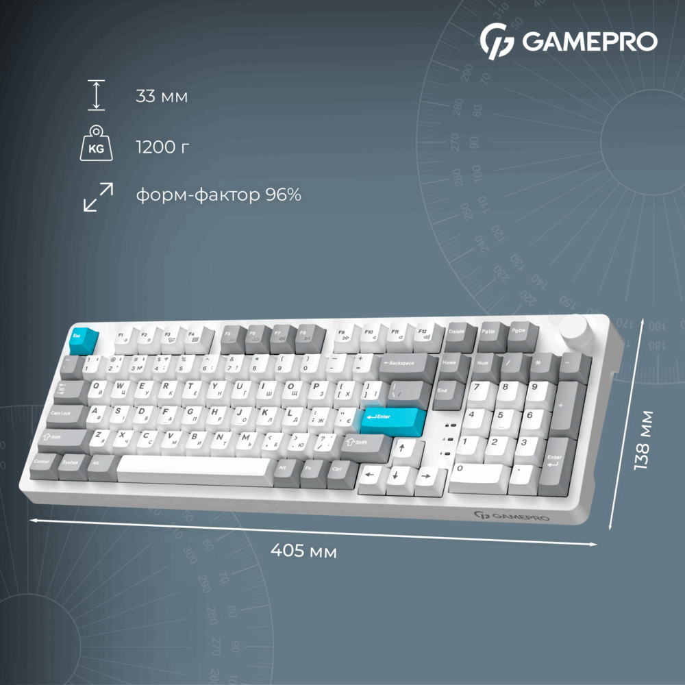Клавіатура бездротова GAMEPRO Asgard Drakkar MK305WH Keychron Super Red Switch White