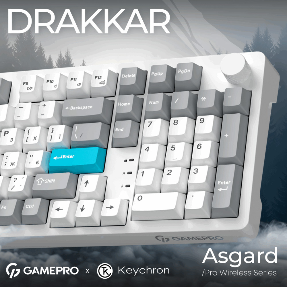 Клавіатура бездротова GAMEPRO Asgard Drakkar MK305WH Keychron Super Red Switch White