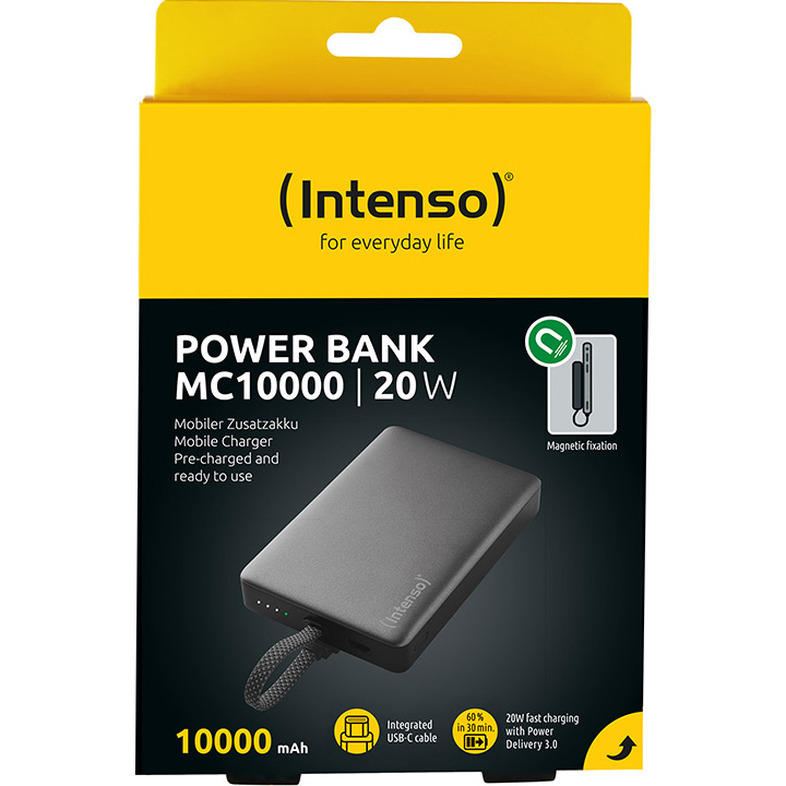 Повербанк MagSafe INTENSO MC10000 1xUSB-C, 1xUSB-C (интегрированный кабель), 20W 10000mAh Gray (7340034)