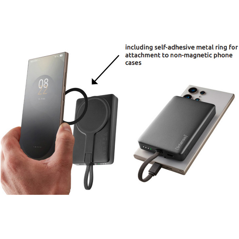Повербанк MagSafe INTENSO MC10000 1xUSB-C, 1xUSB-C (интегрированный кабель), 20W 10000mAh Gray (7340034)