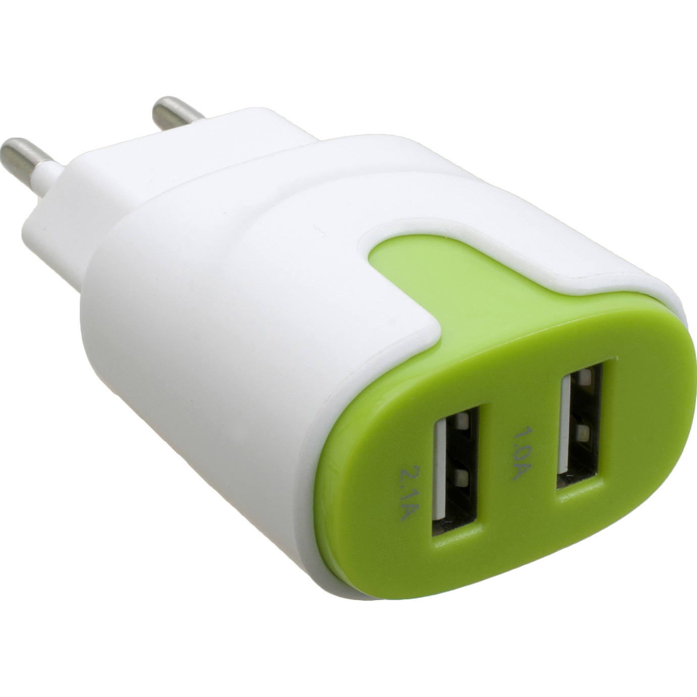Зарядное устройство PATRON 2xUSB 2.0 2.1A/1A White/Green