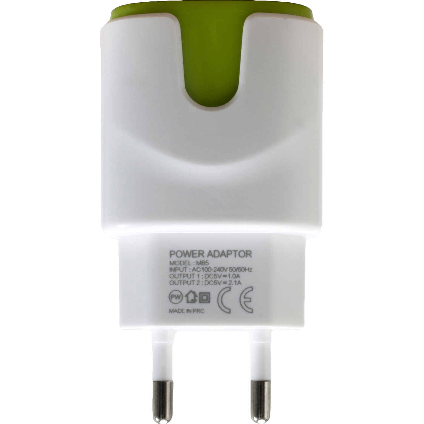 Зарядное устройство PATRON 2xUSB 2.0 2.1A/1A White/Green