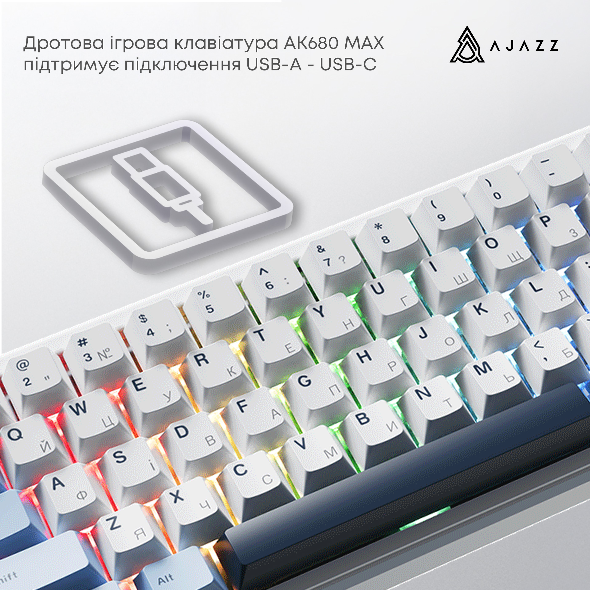 Клавіатура AJAZZ AK680 Max Magnetic Switch Blue/White/Dark Blue