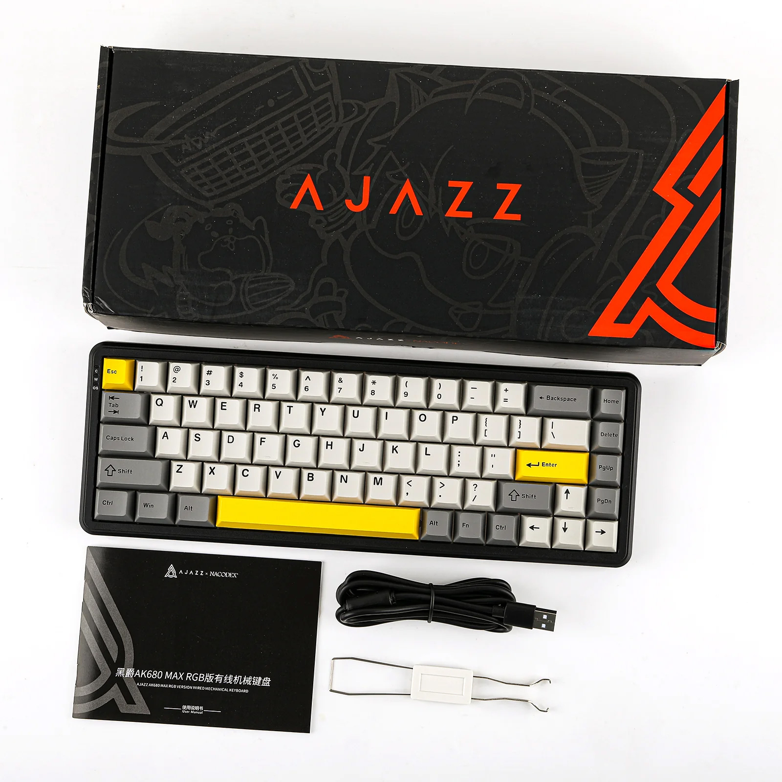 Клавіатура AJAZZ AK680 Max Magnetic Switch Black/Gray/Yellow