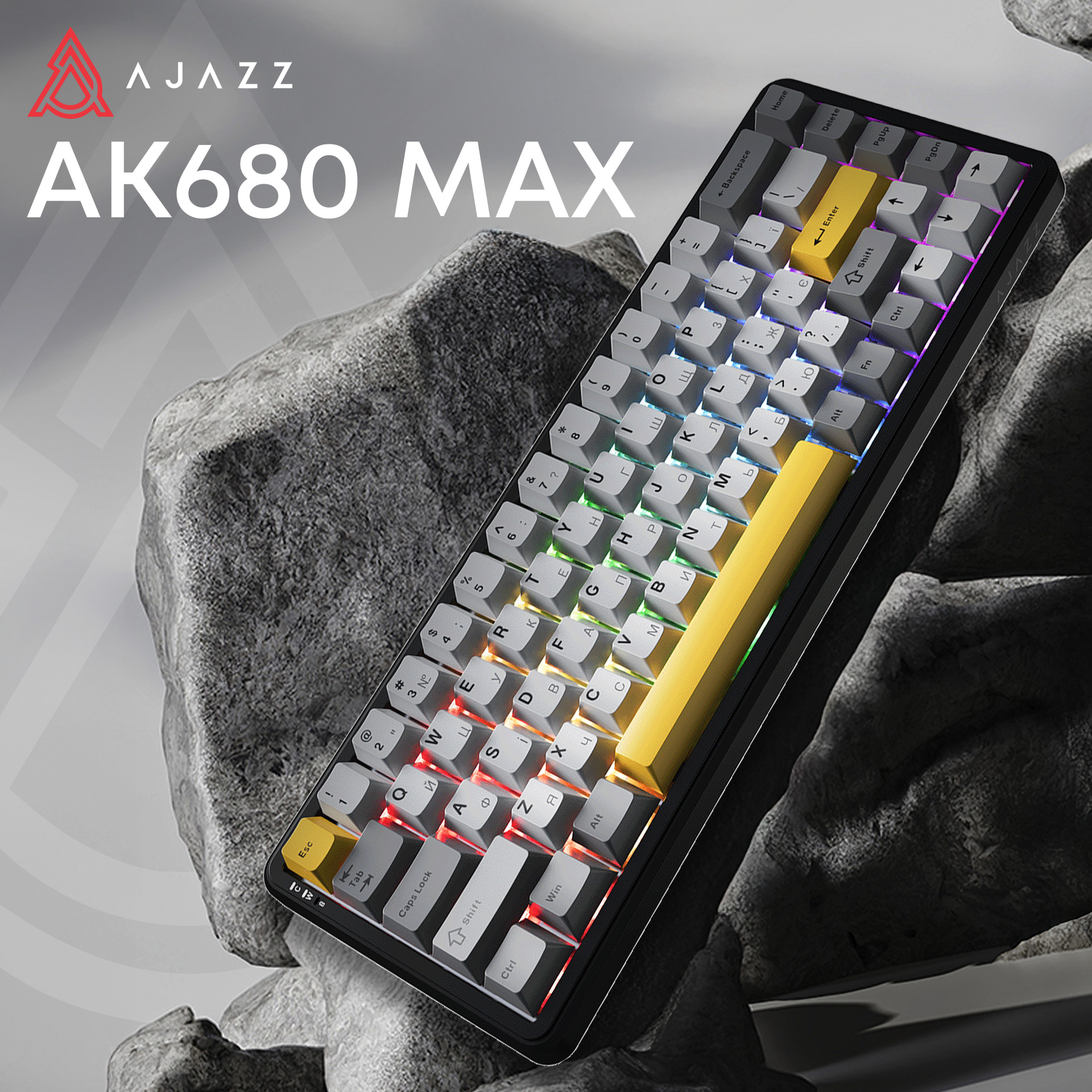 Клавіатура AJAZZ AK680 Max Magnetic Switch Black/Gray/Yellow