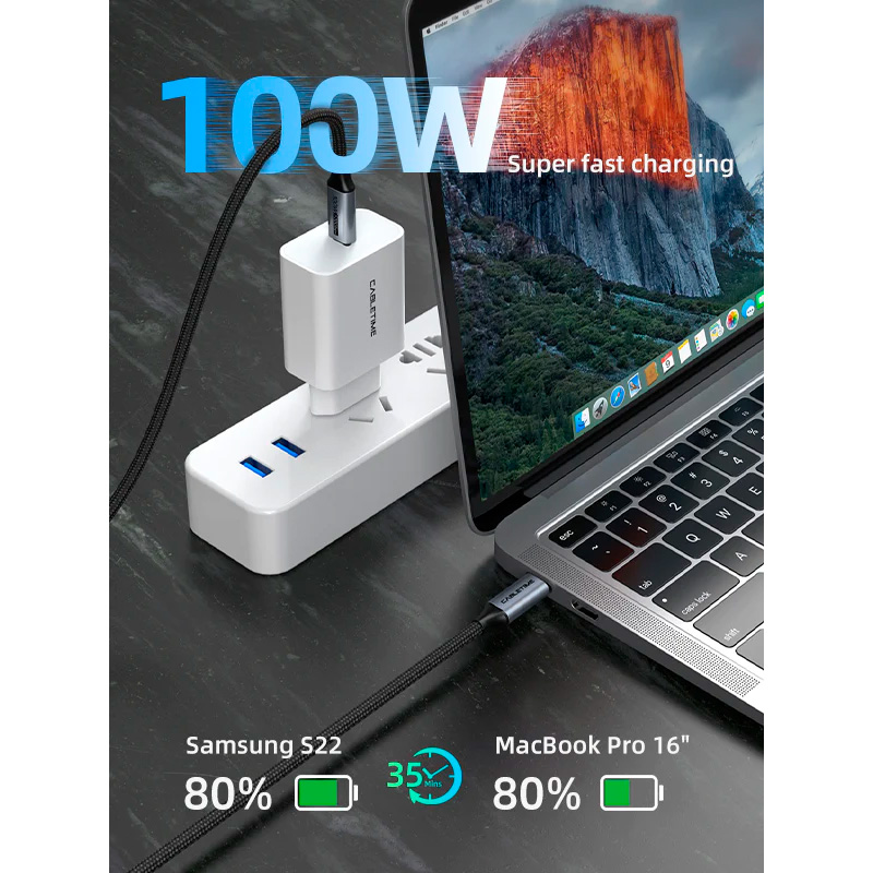 Кабель CABLETIME USB3.2 CM/CM 100W, 20Gbps, 4K@60Hz 1м (CU20H)
