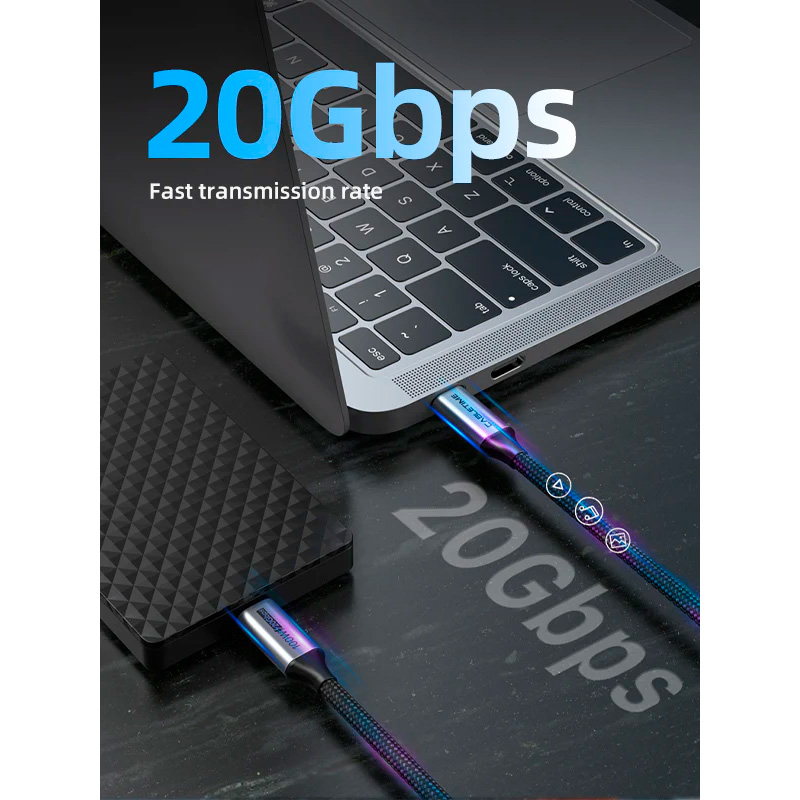 Кабель CABLETIME USB3.2 CM/CM 100W, 20Gbps, 4K@60Hz 1м (CU20H)