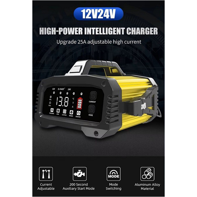 Зарядний пристрій для АКБ POWERPLANT LiFePO4/GEL/AGM/SLA 12V/24V, 25A