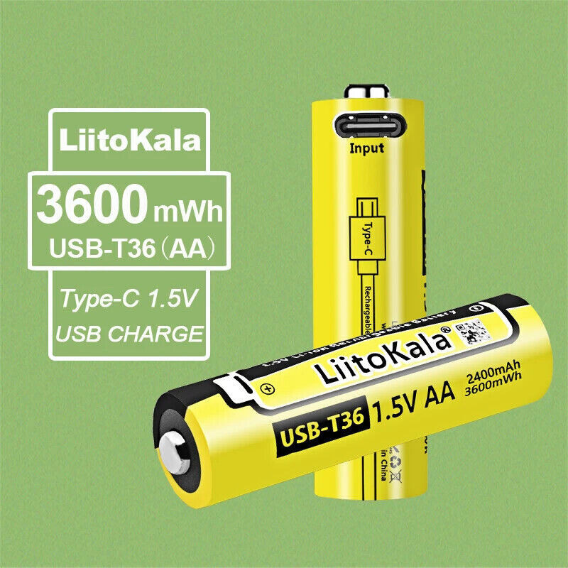 Акумулятор LIITOKALA Li-Ion USB-T36 AA 3600mAh, USB-C заряджання