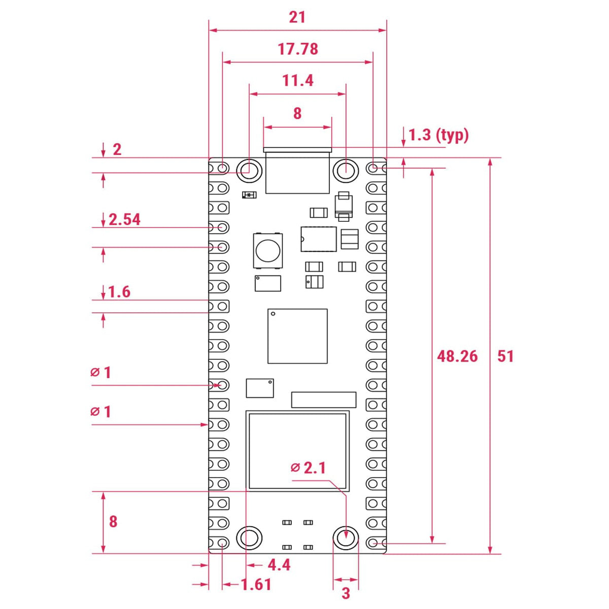 Мікро-ПК RASPBERRY PI Pico 2W (SC1633)
