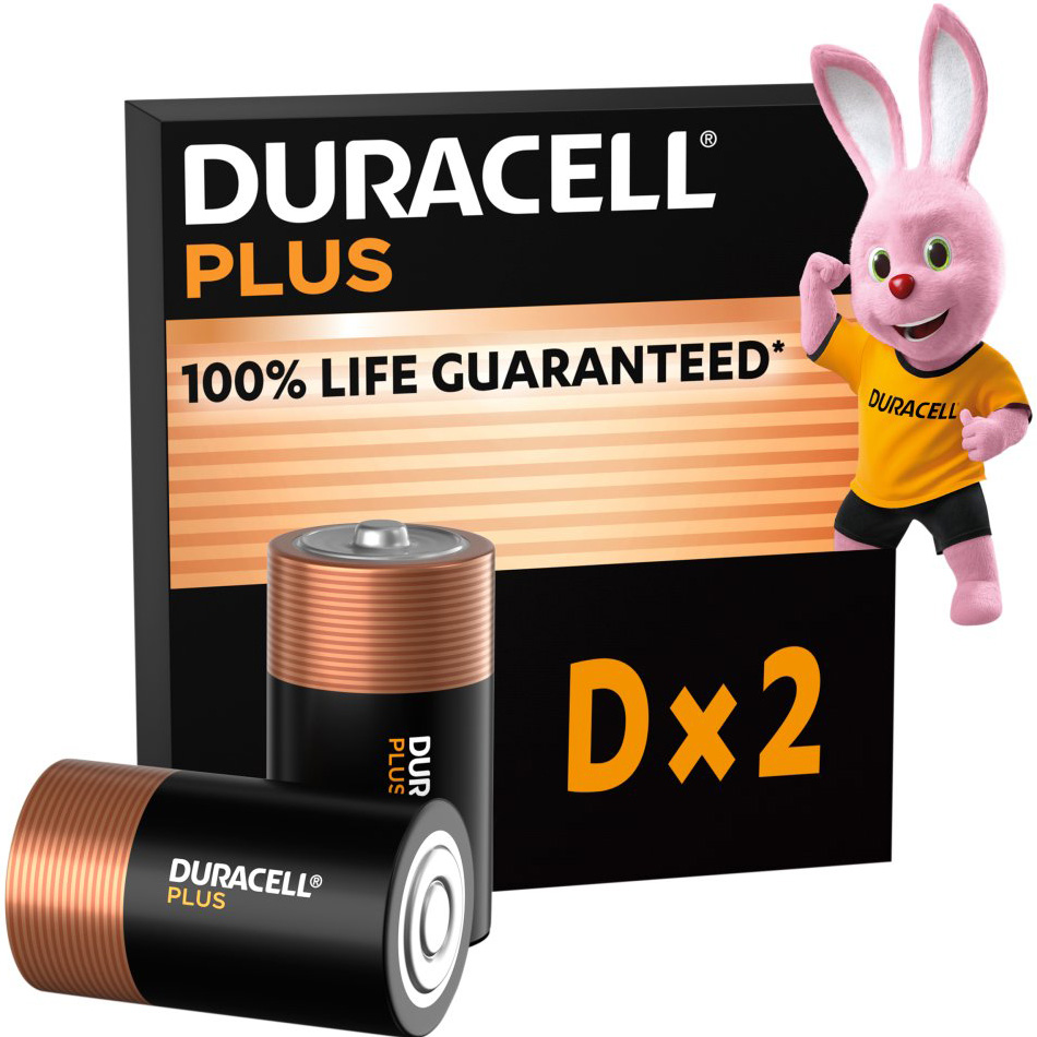 Батарейка DURACELL Plus D 2шт/уп (5000394141988)