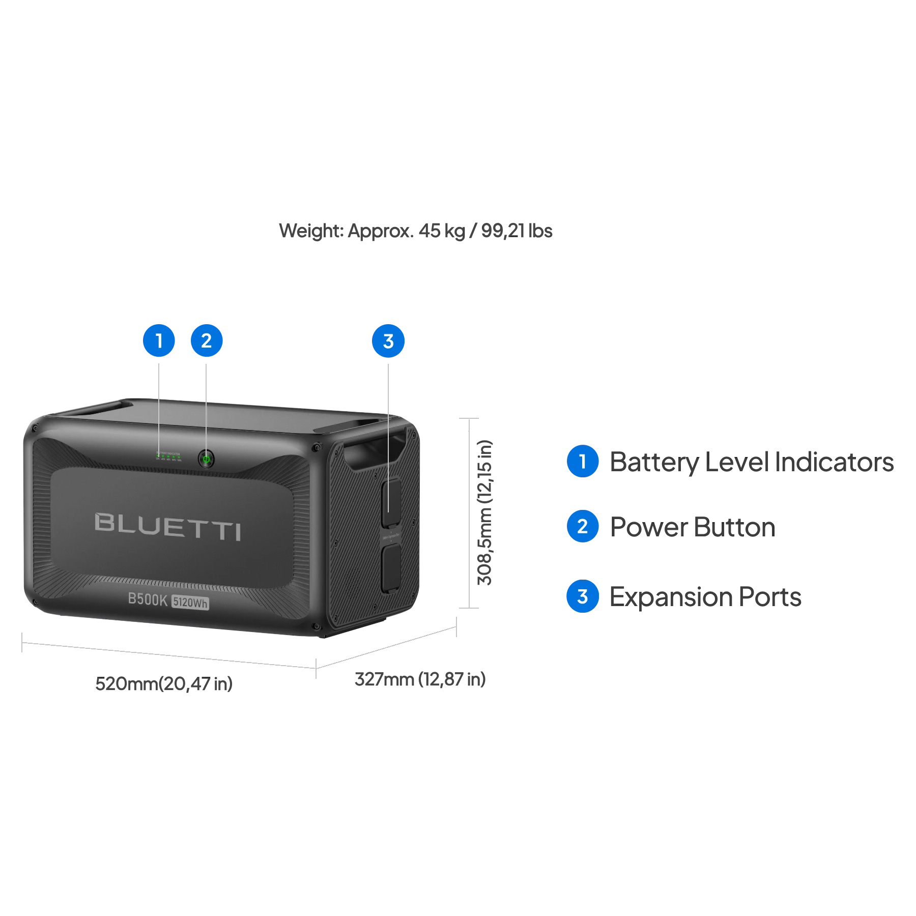 Дополнительная батарея для зарядной станции BLUETTI B500K Expansion Battery