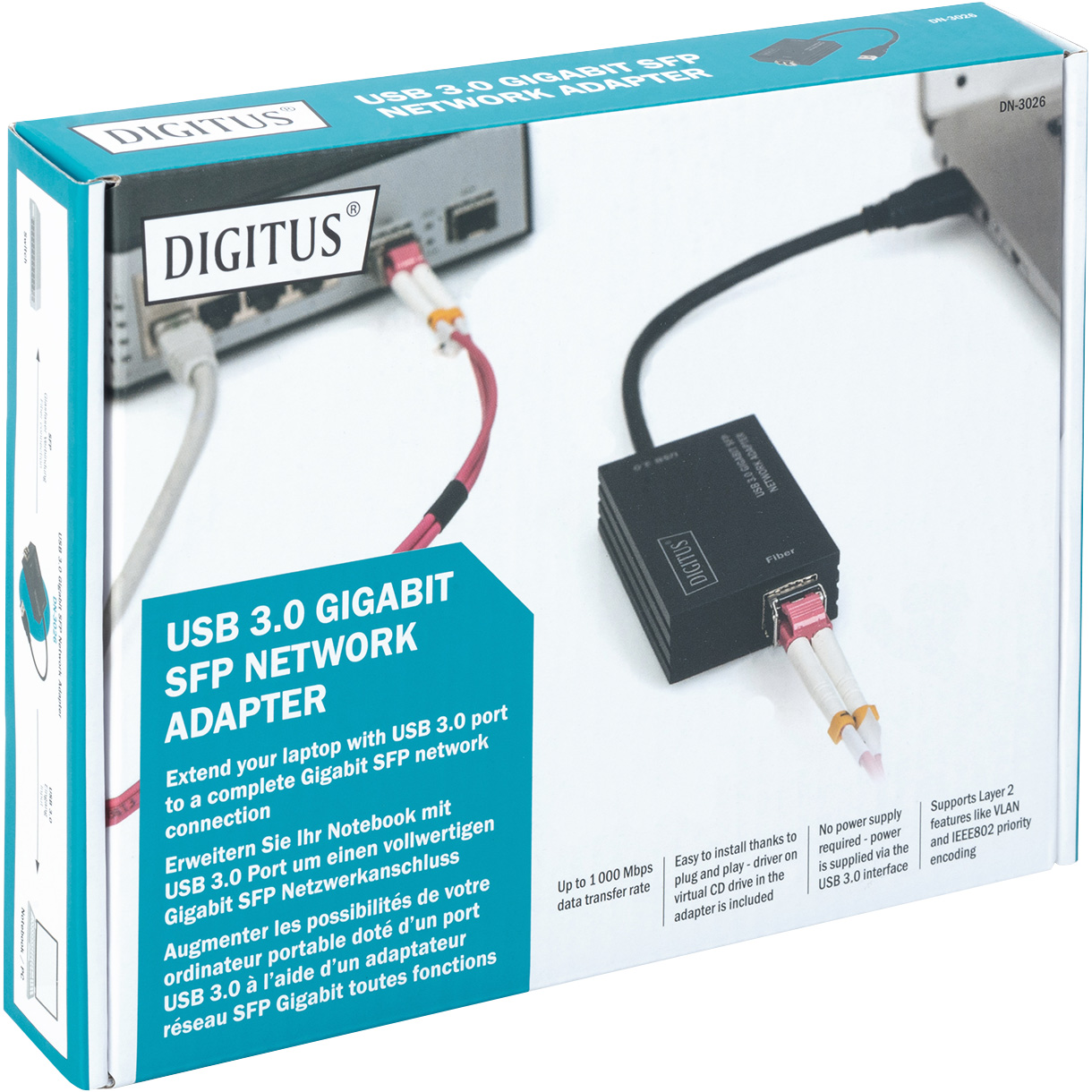 Мережевий адаптер DIGITUS USB 3.0 Gigabit SFP (DN-3026)