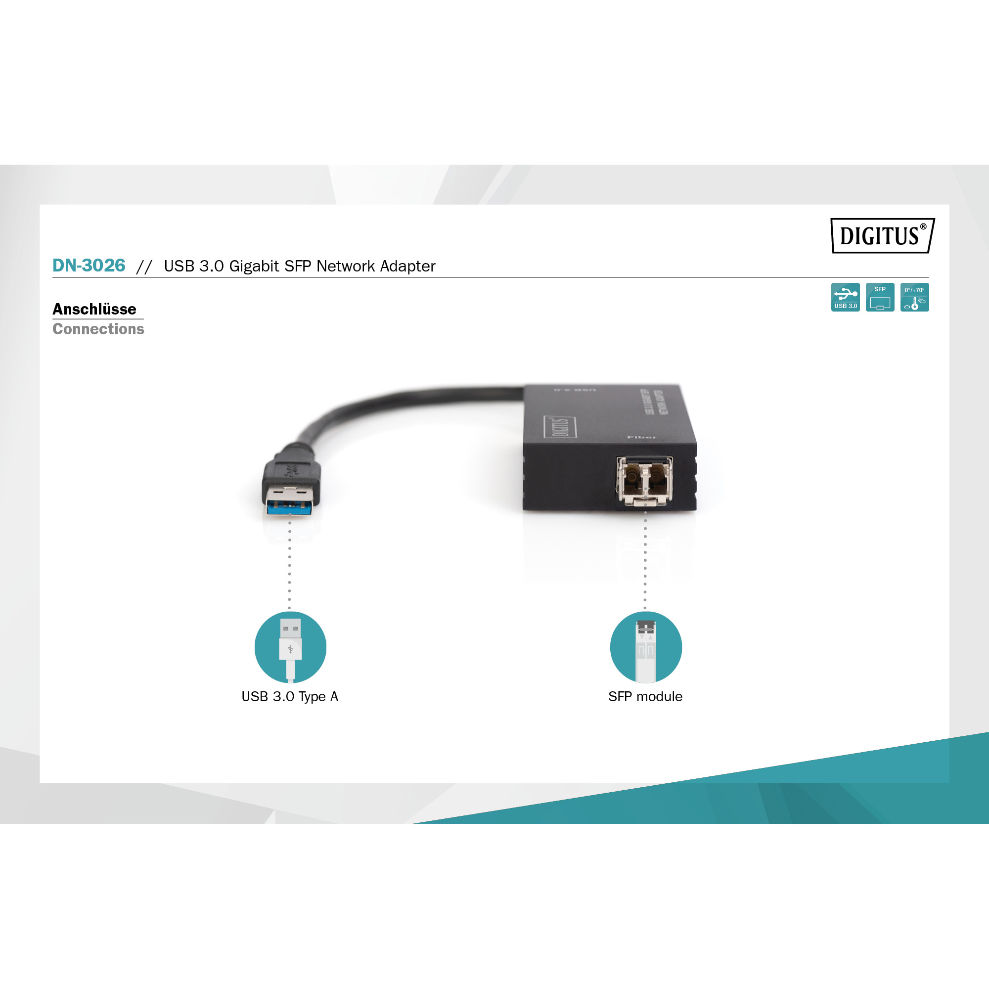 Мережевий адаптер DIGITUS USB 3.0 Gigabit SFP (DN-3026)