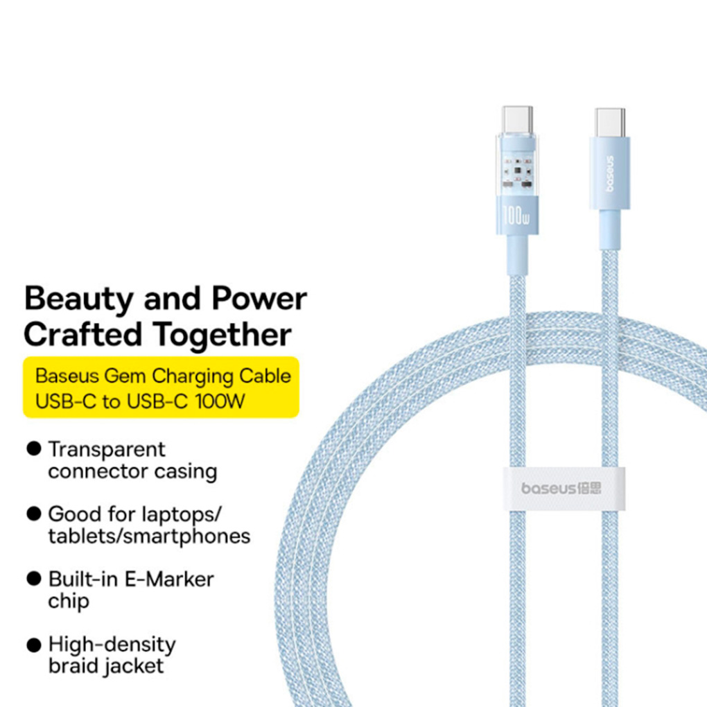 Кабель BASEUS Gem Fast Charging Cable Type-C to Type-C 100W 1м (P10373000311-00)