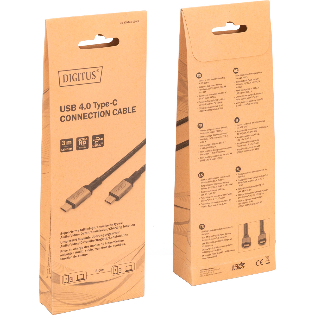 Кабель DIGITUS USB4 CM/CM 3м Black (DB-300443-030-S)