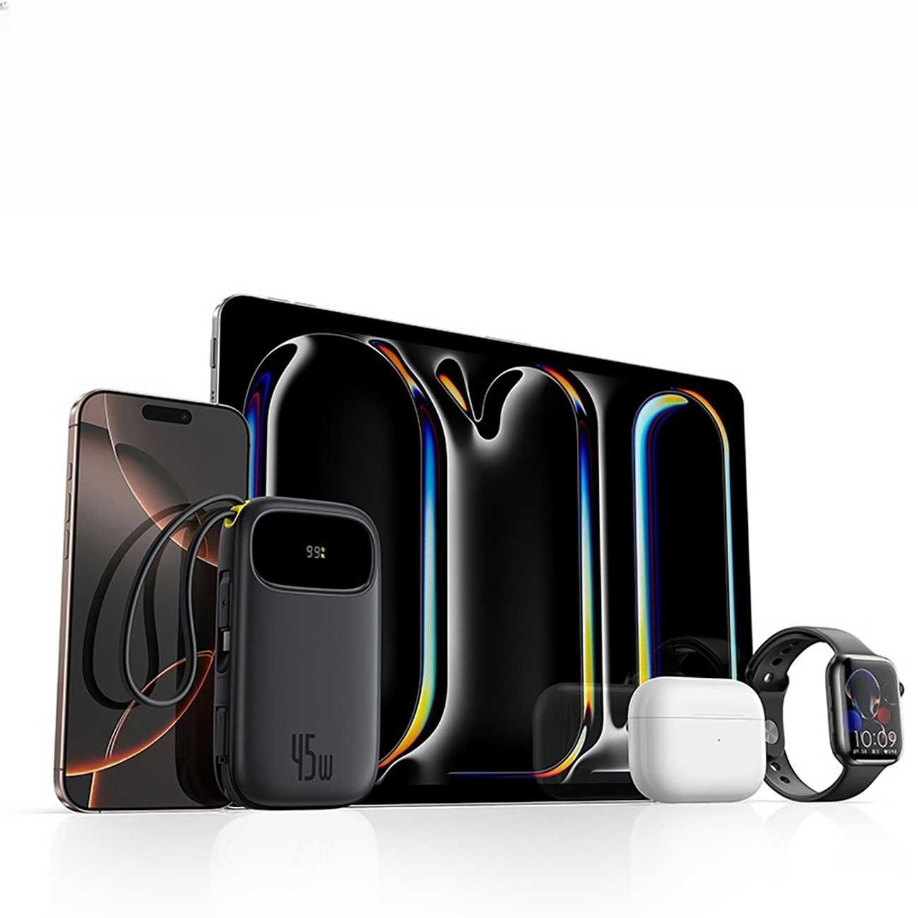 Повербанк BASEUS EnerFill FC31 Qpow 3 Power Bank with Built-in USB-C + iP Cables 45W 20000mAh Cosmic Black (E0028D00)