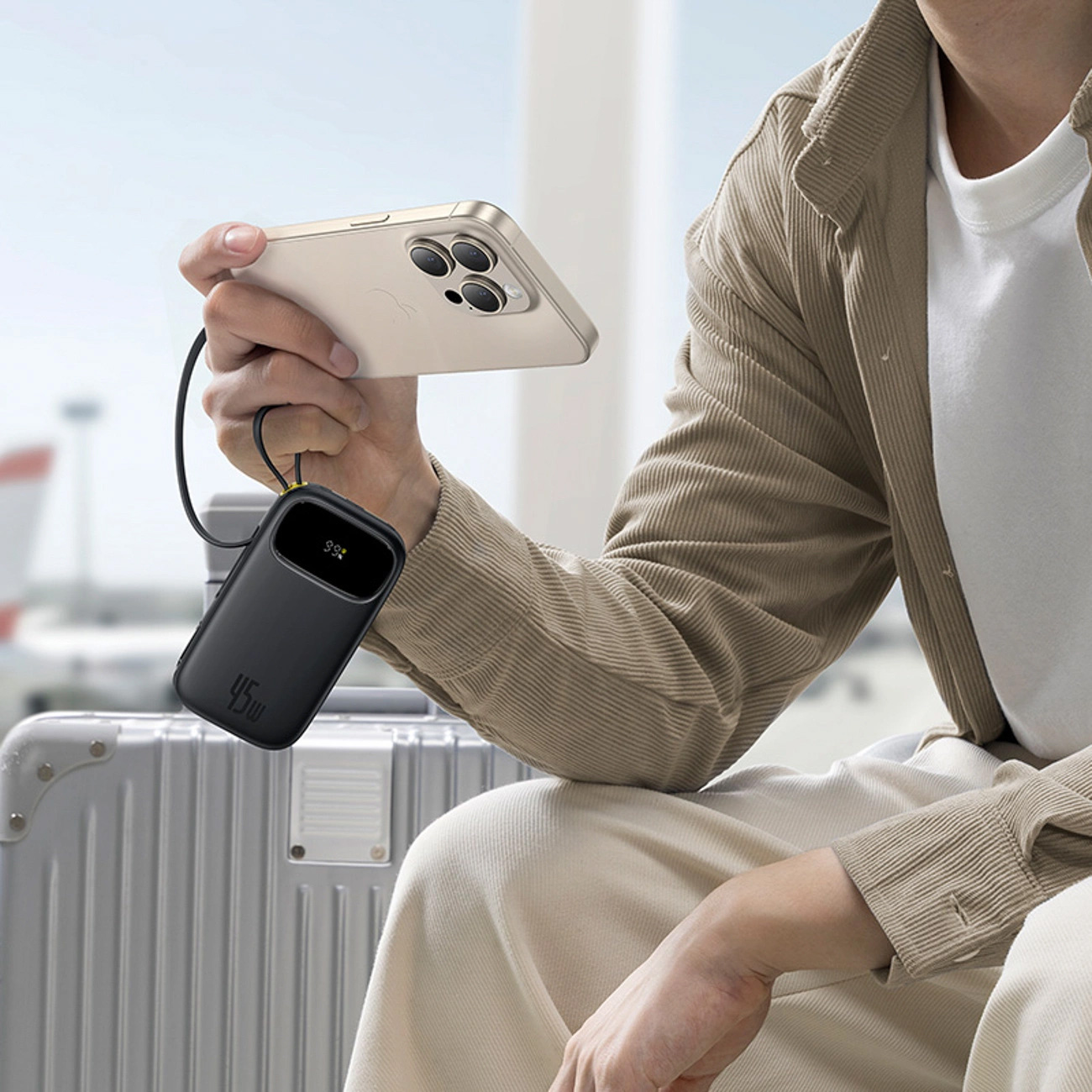 Повербанк BASEUS EnerFill FC31 Qpow 3 Power Bank with Built-in USB-C + iP Cables 45W 20000mAh Cosmic Black (E0028D00)