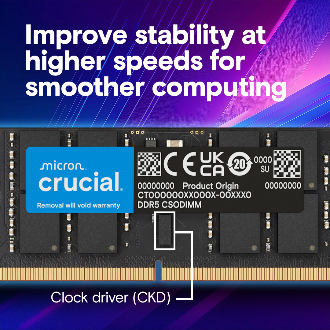 Модуль пам'яті CRUCIAL CSO-DIMM DDR5 6400MHz 24GB (CT24G64C52CS5)