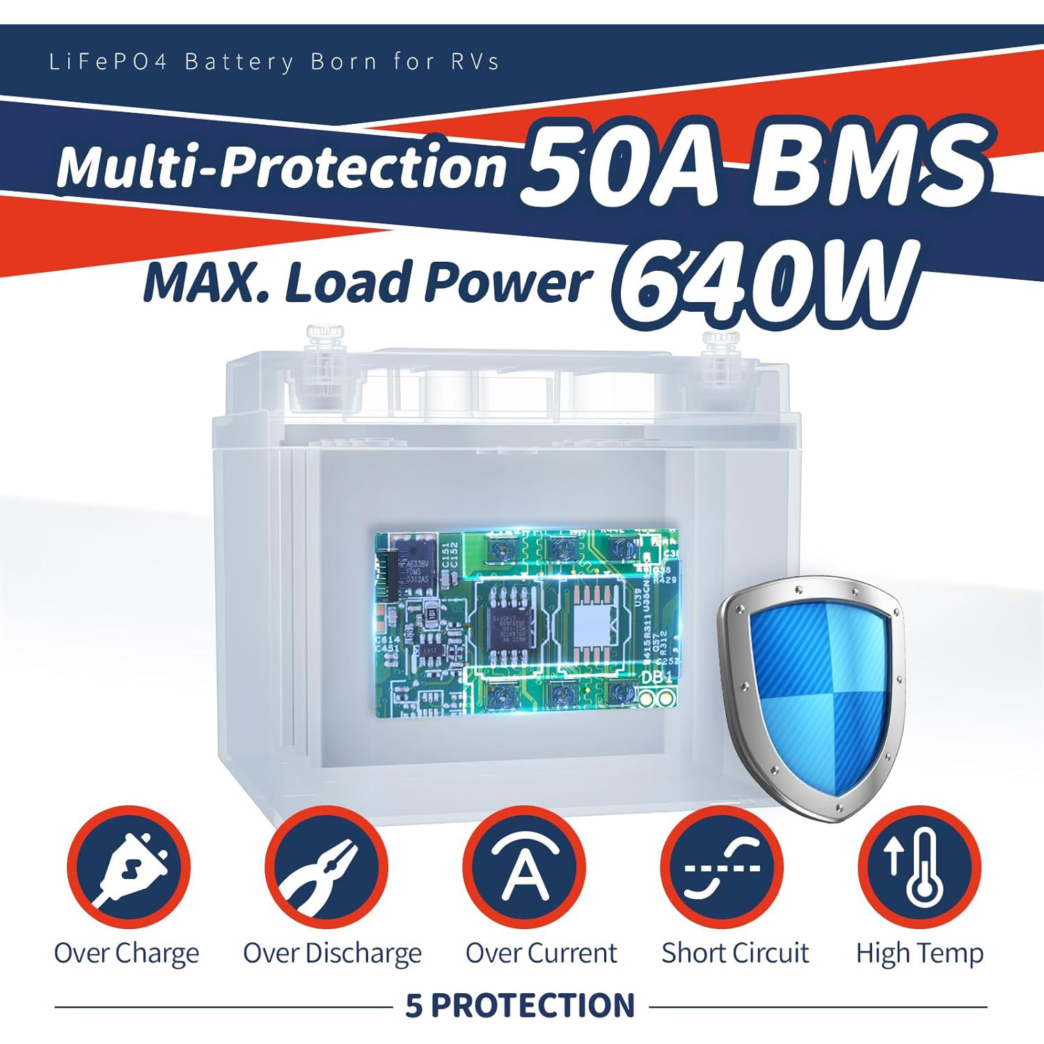 Акумуляторна батарея TIMEUSB LiFePO4 12V 50Ah Pro (12.8В, 50Агод) (T12V50-PRO-4-A38)