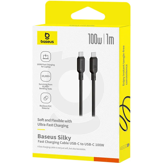 Кабель BASEUS Silky Series Type-C to Type-C 100W 1м Black (P10377704113-00)