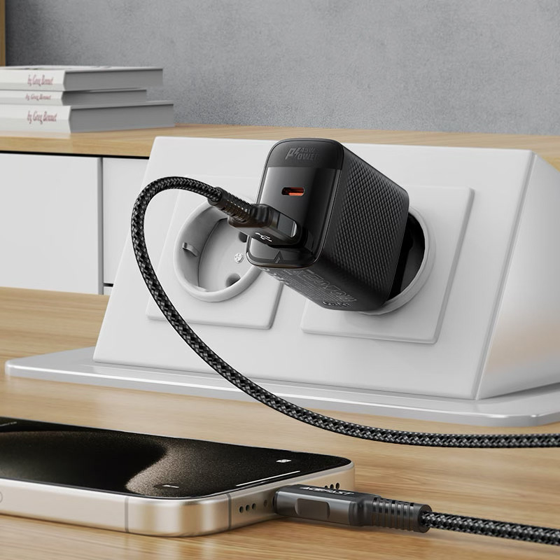Зарядний пристрій ACEFAST A106 Fast Charge Wall Charger GaN PD45W (1xUSB-C, 1xUSB-A) Black