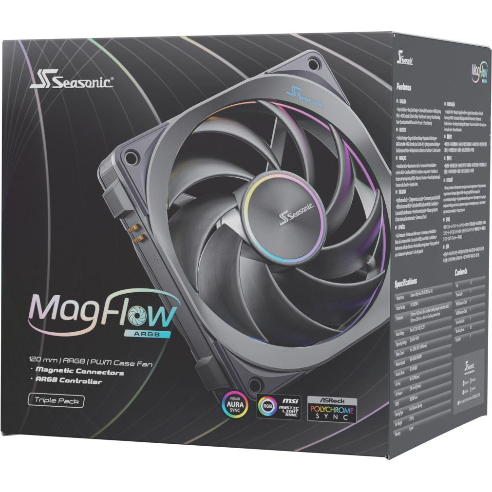 Комплект вентиляторов SEASONIC MagFlow ARGB 120mm 3-Pack