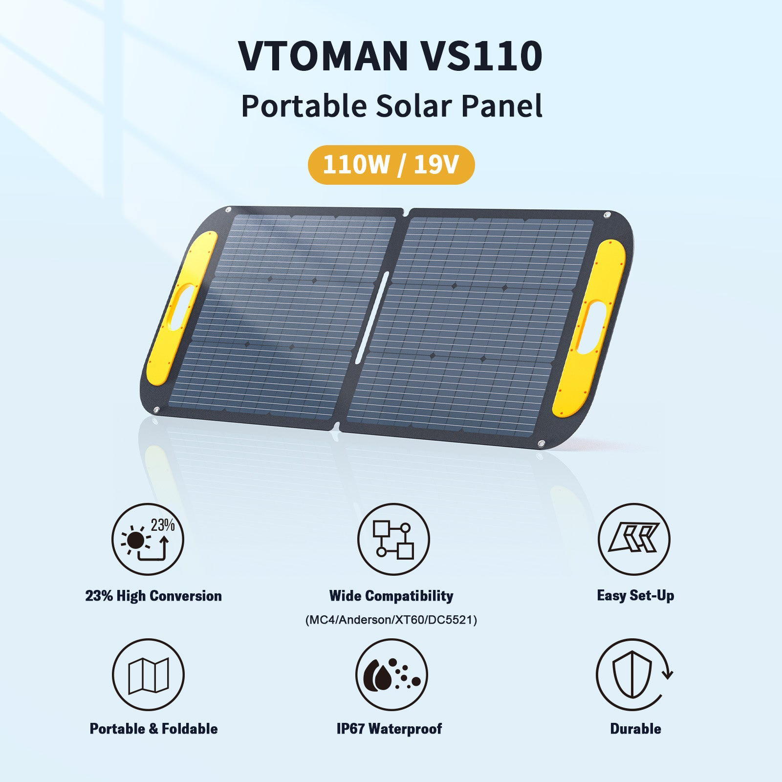 Портативна сонячна панель VTOMAN 110W 19V