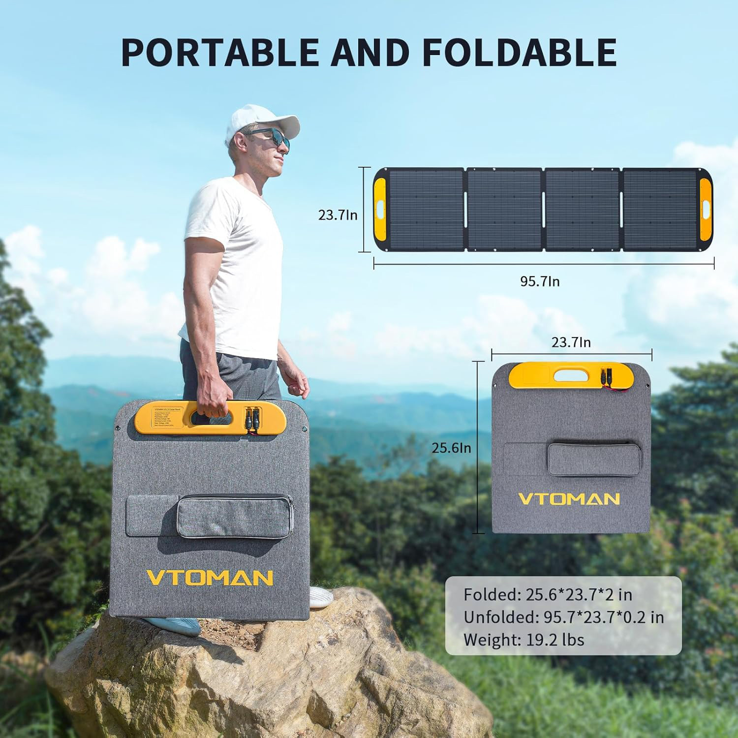 Портативна сонячна панель VTOMAN 200W 16.2V