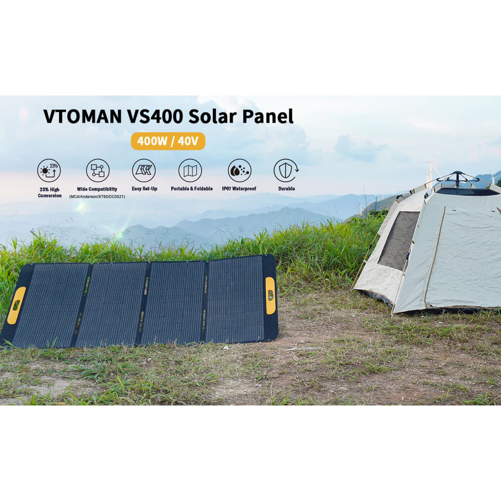 Портативная солнечная панель VTOMAN 400W 40V