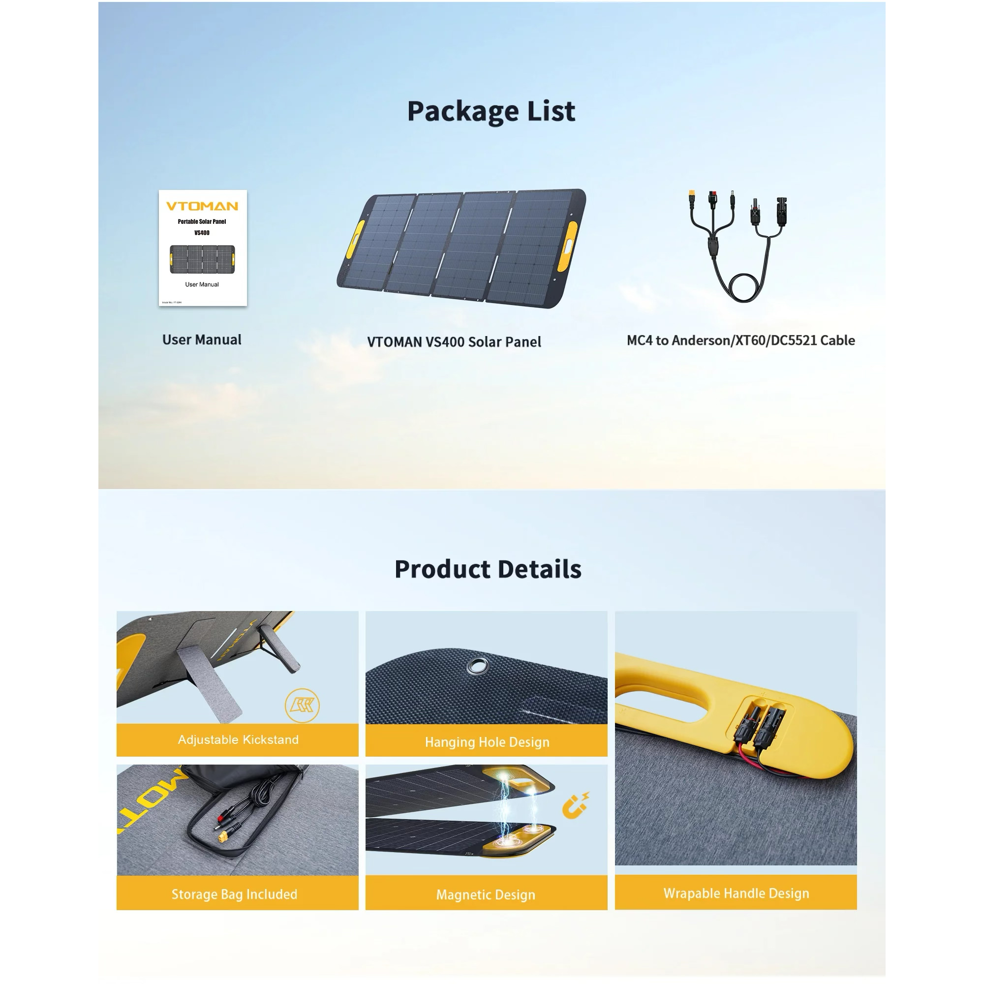 Портативная солнечная панель VTOMAN 400W 40V