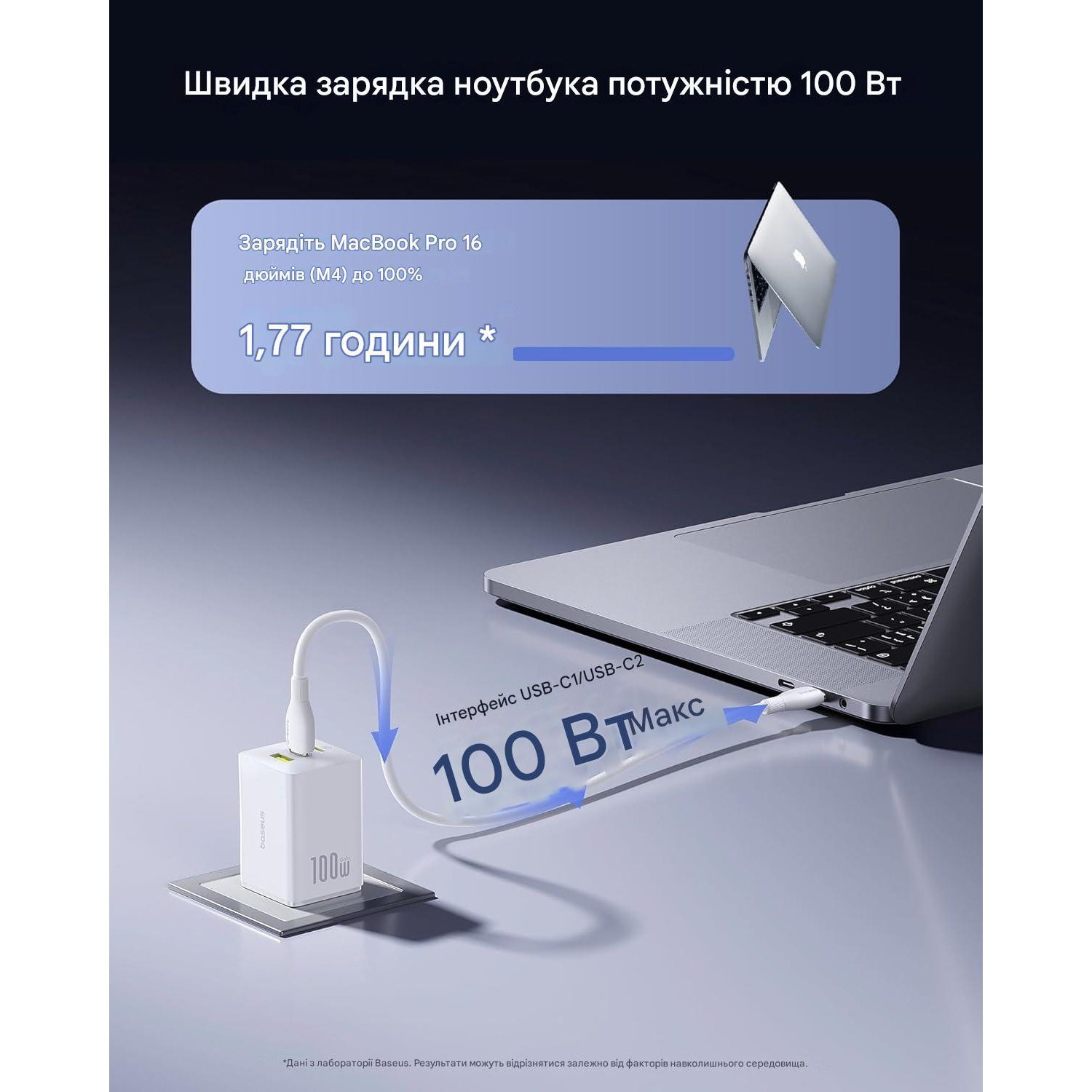 Зарядний пристрій BASEUS EnerFill FE11 Fast Charger 2C+U 100W White (P10182102213-00)